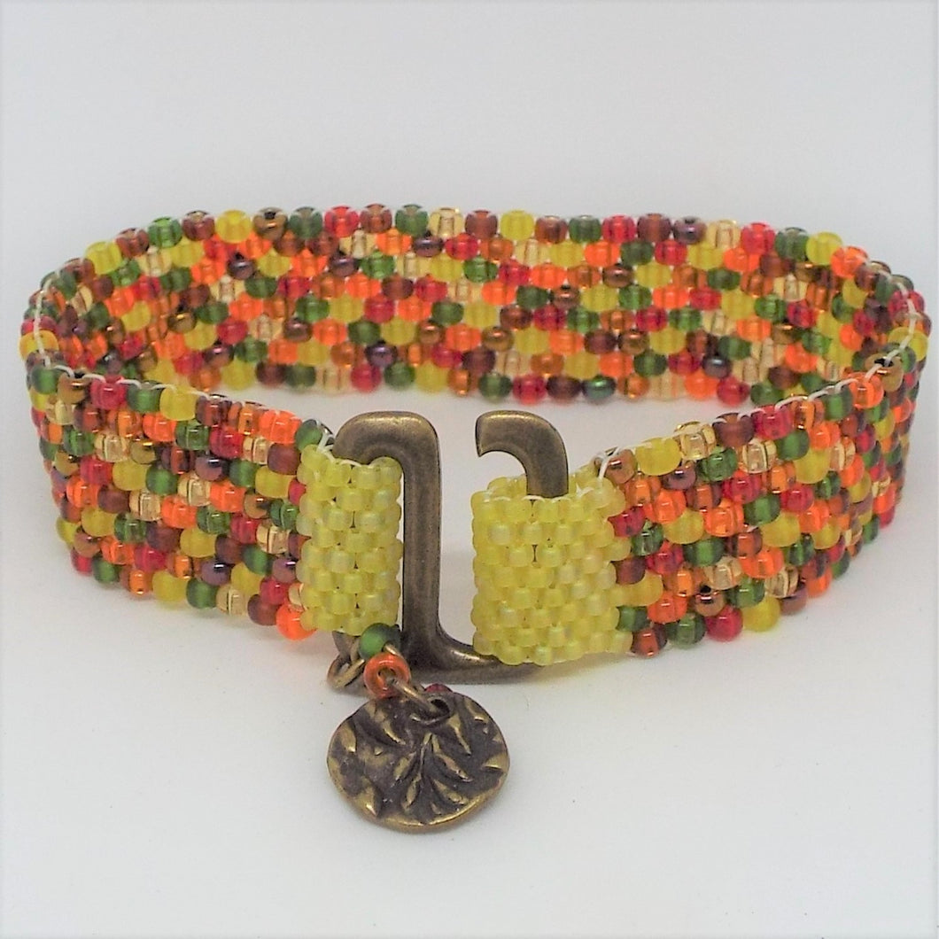 Peyote Stitch Bracelet, Autumn Mix