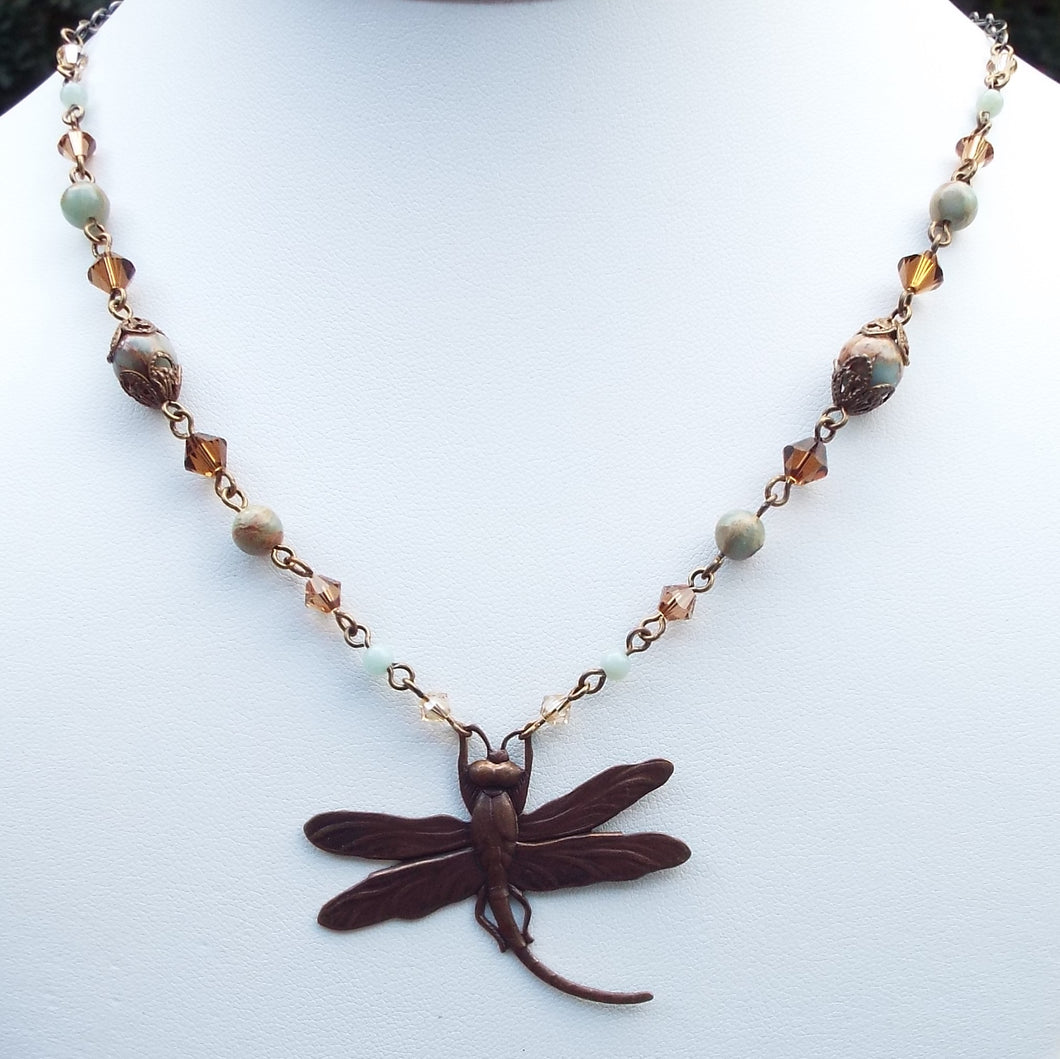 Earth and Sky Dragonfly Necklace