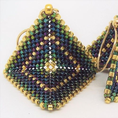 Medium Origami Earrings - Peacock