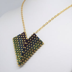 Deco Diamond Pendant Necklace - Peacock, Medium