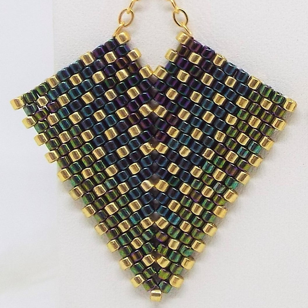 Deco Diamond Earrings - Peacock, Medium