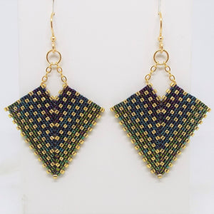 Deco Diamond Earrings - Peacock, Medium