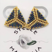 Triangle Post Earrings - Peacock, Medium