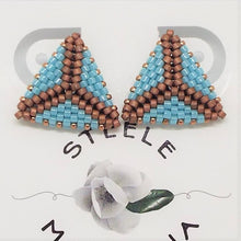 Triangle Post Earrings - Turquoise & Copper, Medium