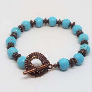 Gemstone Beaded Bracelet - Turquoise & Copper