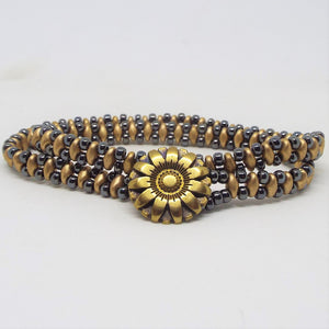 Beaded Wrap Bracelet - Gold & Gunmetal