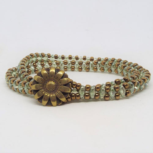 Beaded Wrap Bracelet - Sage & Bronze